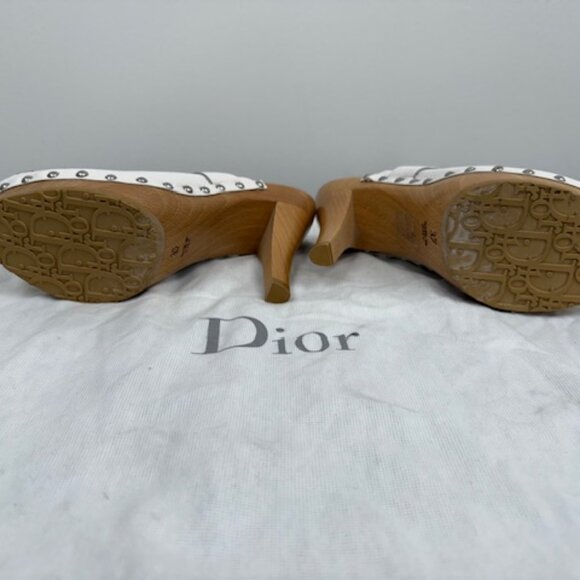 Dior Floar Clog Heels - White Leather - Size 37 (US 6.5) - Picture 2 of 5